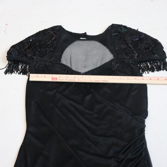 Vintage Filigree dress with sequins and beaded fringe size 14 - Picture 5 of 6